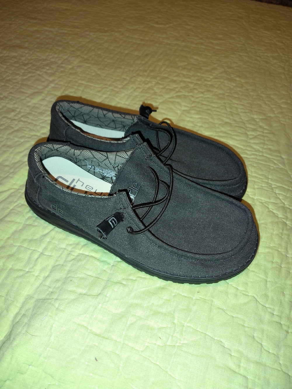 Hey Dude Men's Dark Gray Canvas Slip-On Loafers